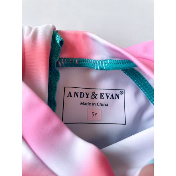 Andy & Evan Girls Short Sleeve Rash Guard Swim Top Size 5 - Picture 4 of 6